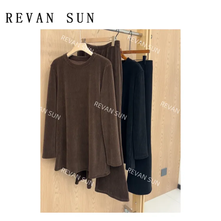 REVAN SUN -大骨架穿搭 聆冬曲竖条纹套装1777