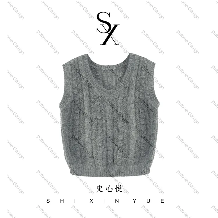 【悦悦专属】新款韩系软糯麻花叠穿无袖毛衣马甲Y788