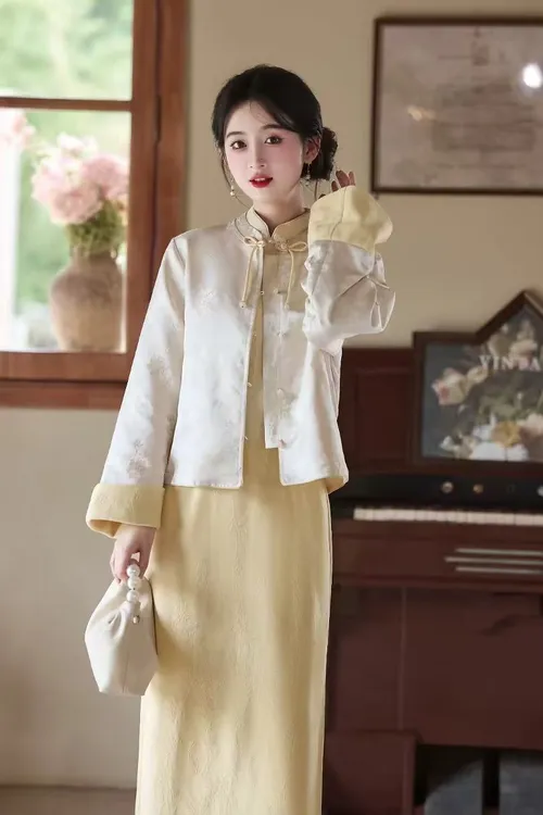 苏故里【秋棠挽袖】文艺气质修身高端日常旗袍奢华气质单层衣长120