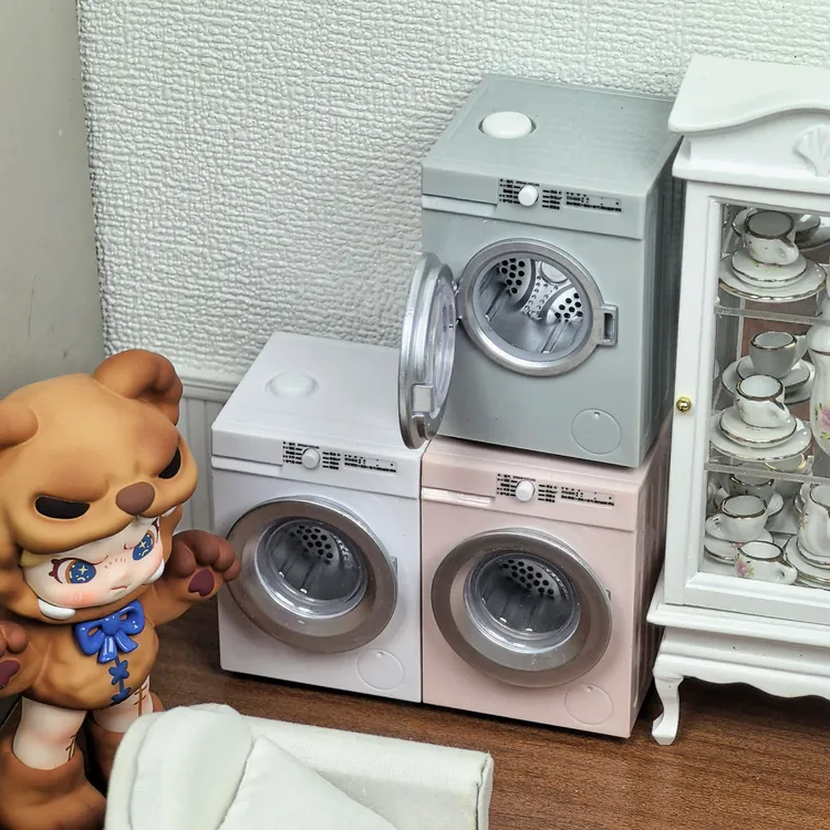 网红款12分过家家迷你可转洗衣机微缩模型可动玩具场景ob11娃礼物