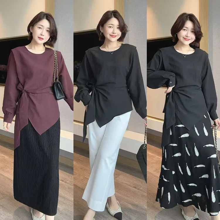 【DIS 定制】【秋日邂逅】早秋显瘦百搭收腰不规则长袖衬衫Z525X13739