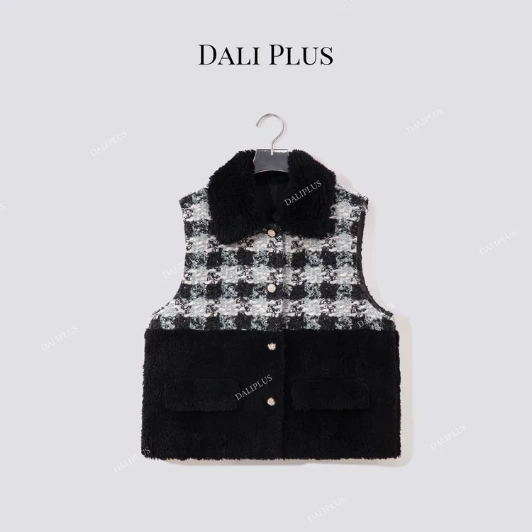 DALI PLUS“格子马甲鹅绒”100羊毛小香三星95白鹅绒服-D5ST1621