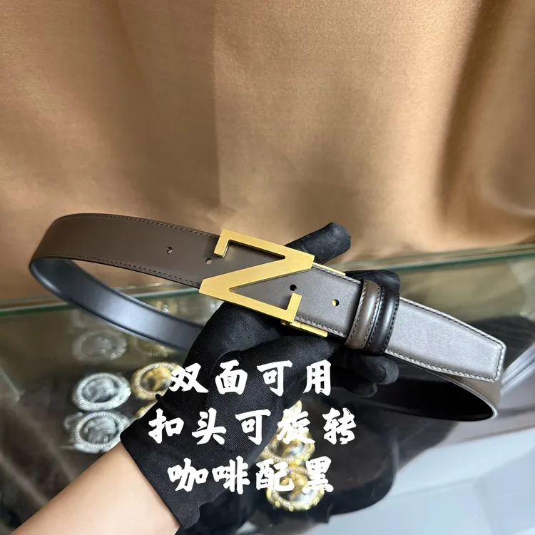 新款男士皮带百搭高档休闲Z字母牛皮腰带青中老年时尚商务年轻潮