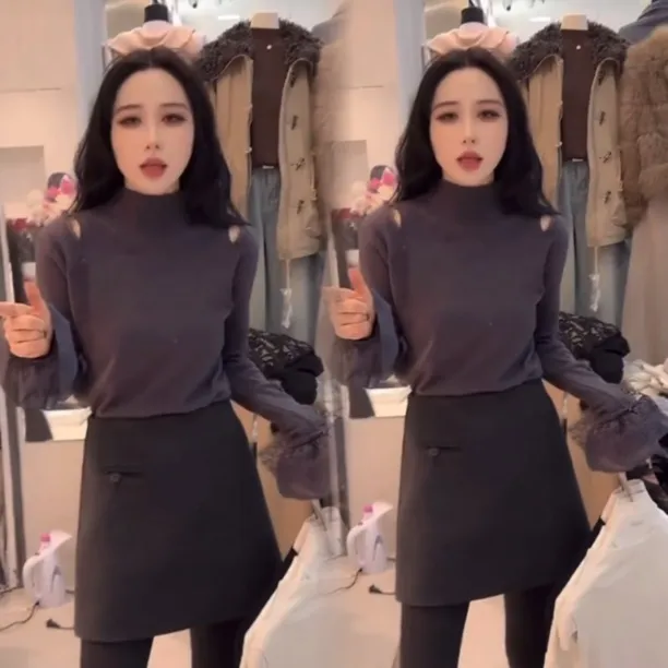 2025秋冬新款洋气宽松显瘦百搭气质高档网红拼接蕾丝打底衫减龄款