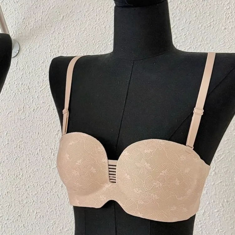 一片式3d提花礼服内搭无肩带立体圆圆杯可拆卸肩带吊带背心
