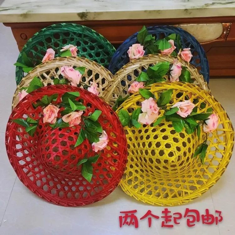 斗笠帽竹编舞蹈道具广场舞俏江南镂空道具小荷花儿童表演道具竹帽