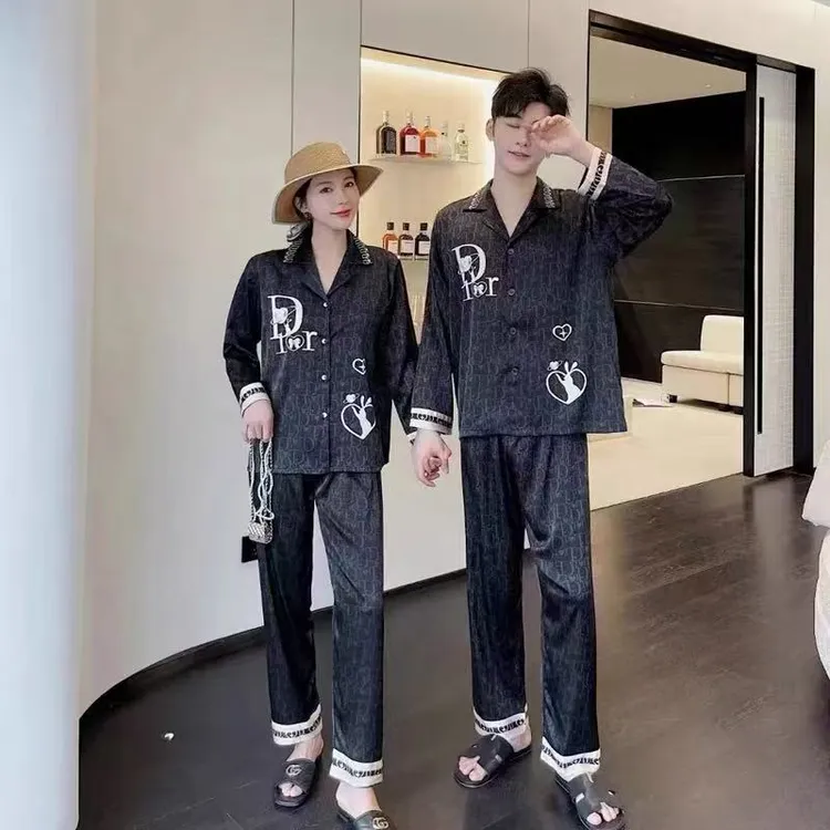 达芬奇密码【DR】情侣款秋冬暖气房丝质薄款简约家居服睡衣套装