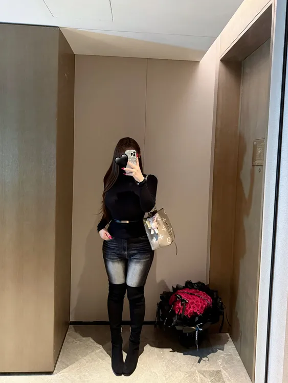 胖婷大码定制胖mm「韩女高光裤」秋冬显瘦弹力薄绒丰胯小脚牛仔裤