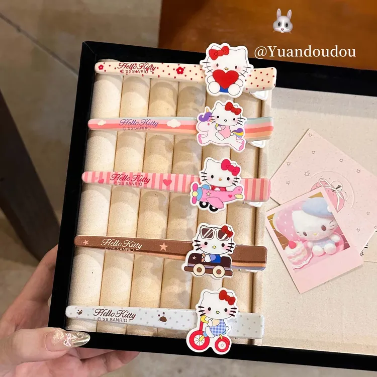 甜美卡通KT猫鸭嘴夹可爱少女洗脸蓬松一字夹呆萌ins日韩百搭发夹