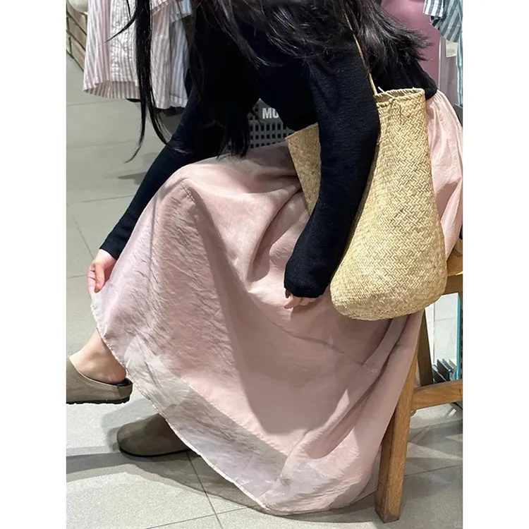 粉色纱裙2025新款女夏a字半身裙梨形身材遮胯胖mm大码显瘦仙女裙