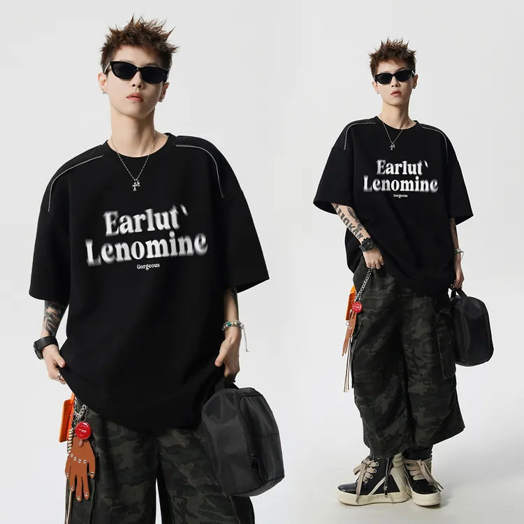 重磅新品美式短袖夏季印花简约字母学生T恤美式日系百搭潮流半袖