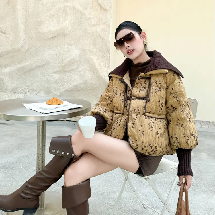 鹅绒服2025冬季新款新中式短款小众复古百搭面包服女士羽绒服外套