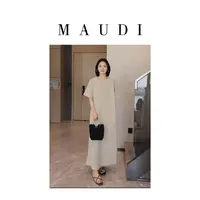 MAUDI【油画女人 连衣裙】口袋捏褶设计包容优雅连衣裙8121