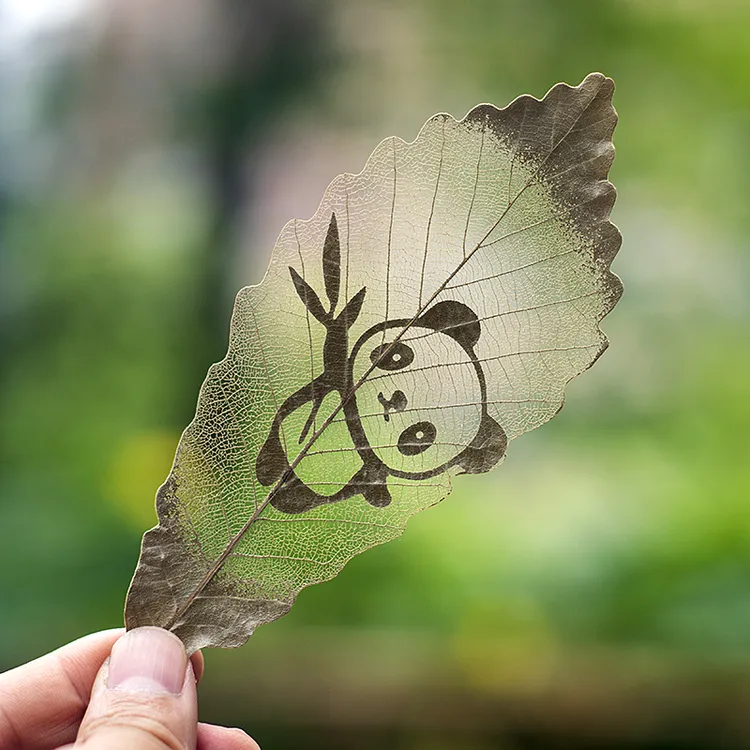 大熊猫叶雕书签文创纪念小商品DIY创意小礼品