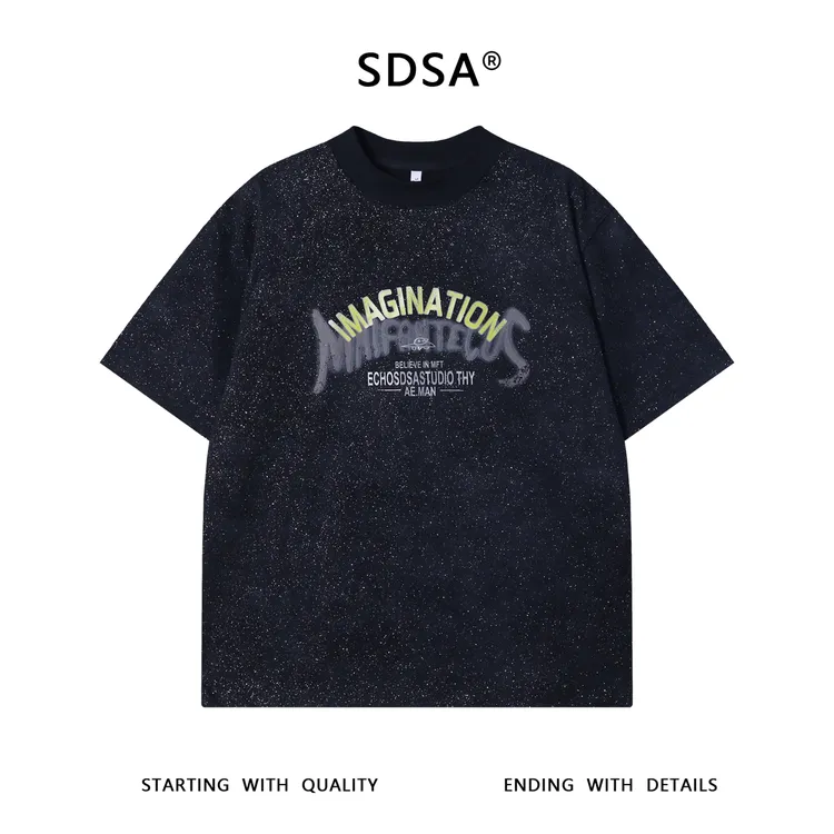 夏季高级感新款韩版设计感满天星印花字母圆领短袖T恤时尚上衣