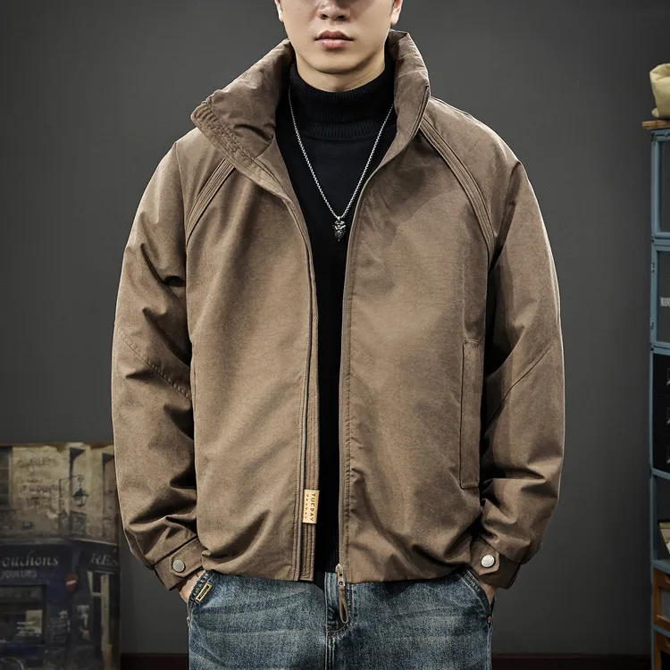 aoyu/遨宇高端90白鸭绒冬季男士立领羽绒服美式复古保暖防风外套