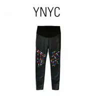 YNYC【依诺原创定制款不退不换】 重工钉珠黑色鲨鱼裤百搭 DZ250994