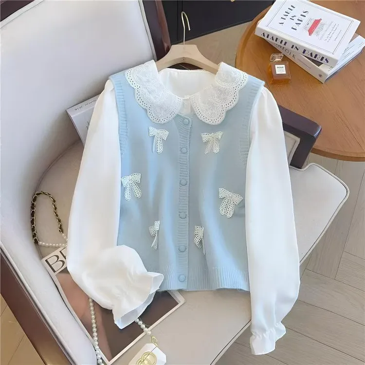 小个子毛衣马甲春秋新款洋气甜美学生叠穿坎肩短款针织背心马夹女