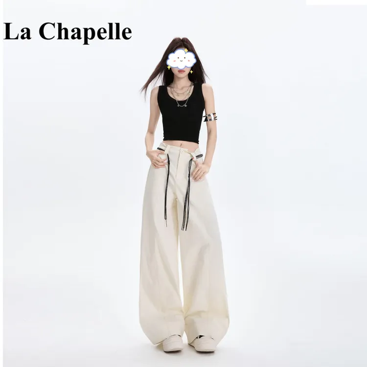 拉夏贝尔工装裤女酷夏季薄款2025新款美式高腰阔腿裤显瘦休闲裤子