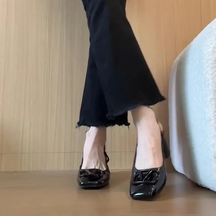 Lxw法式包头凉鞋女款夏季外穿粗跟大气新款鞋子女款爆款2025新款