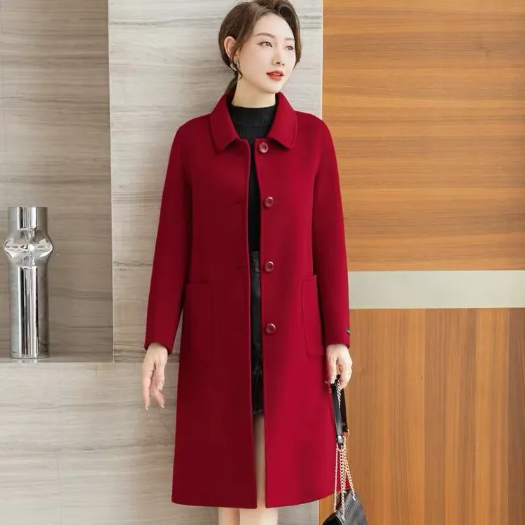 红人上新金石8808秋冬双面大衣女中长款显瘦气质时尚外套