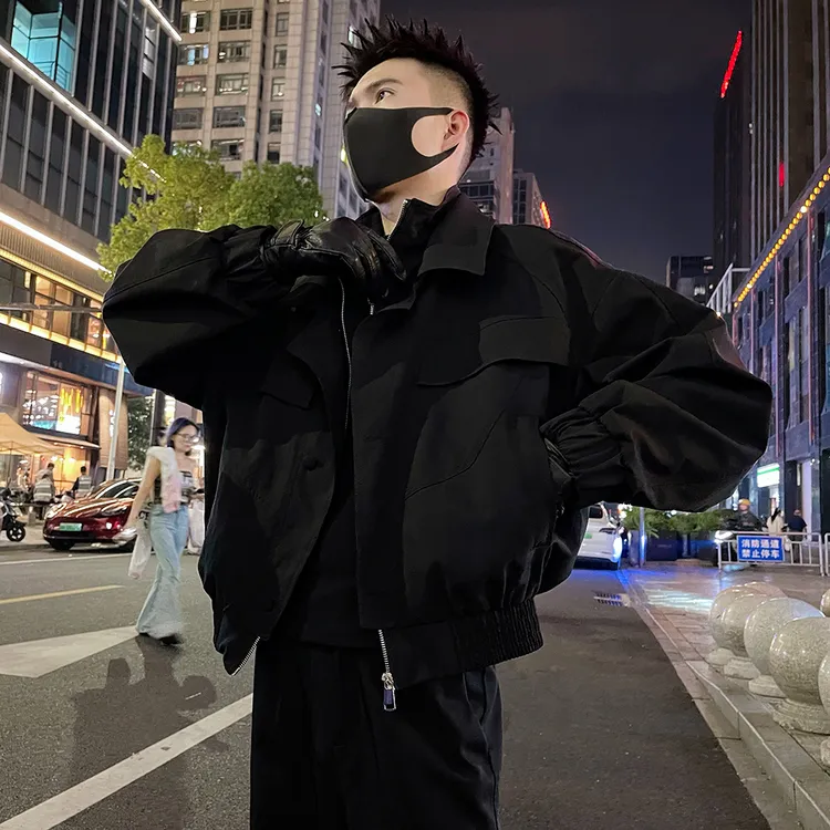 假两件解构拼接外套男款春秋新款高级感痞帅潮牌男装外衣工装夹克