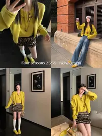 灰灰呀！0070 显白的勒！！很火的韩代慵懒感设计百搭假两件针织毛衣