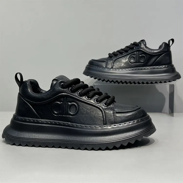 Louis Fordea路易弗狄站时尚真皮黑武士增高秋季潮流百搭厚底休闲