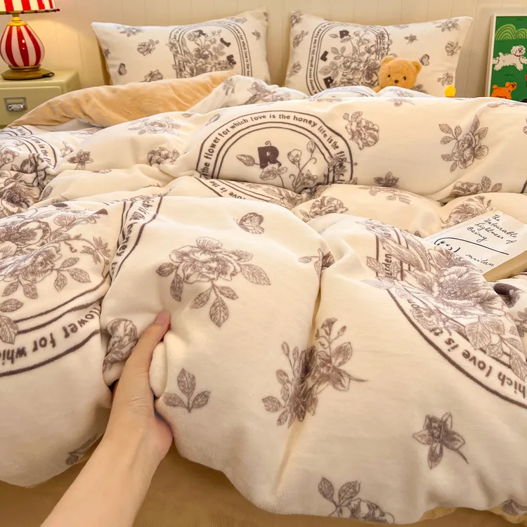 A类牛奶绒被套单件印花150x200x230冬季保暖家用高档加厚加绒被罩
