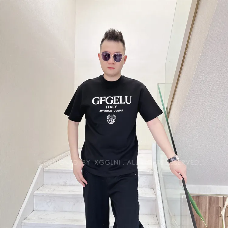 秋冬款GF字母下方多层轮廓男士品质高端轻奢洋气时尚潮牌短袖t恤