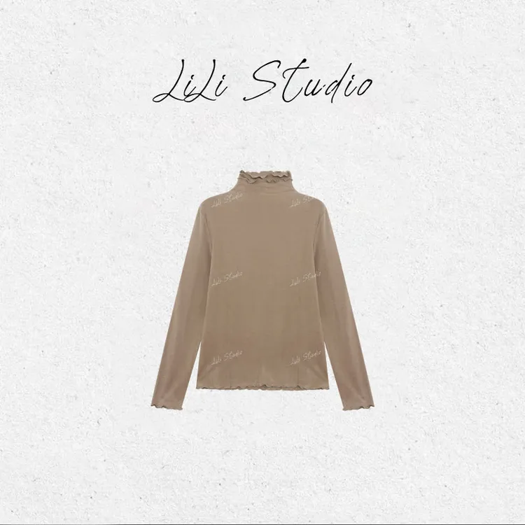 PCNY丨不理理「云阶领语」半高领木耳边长袖内搭T恤