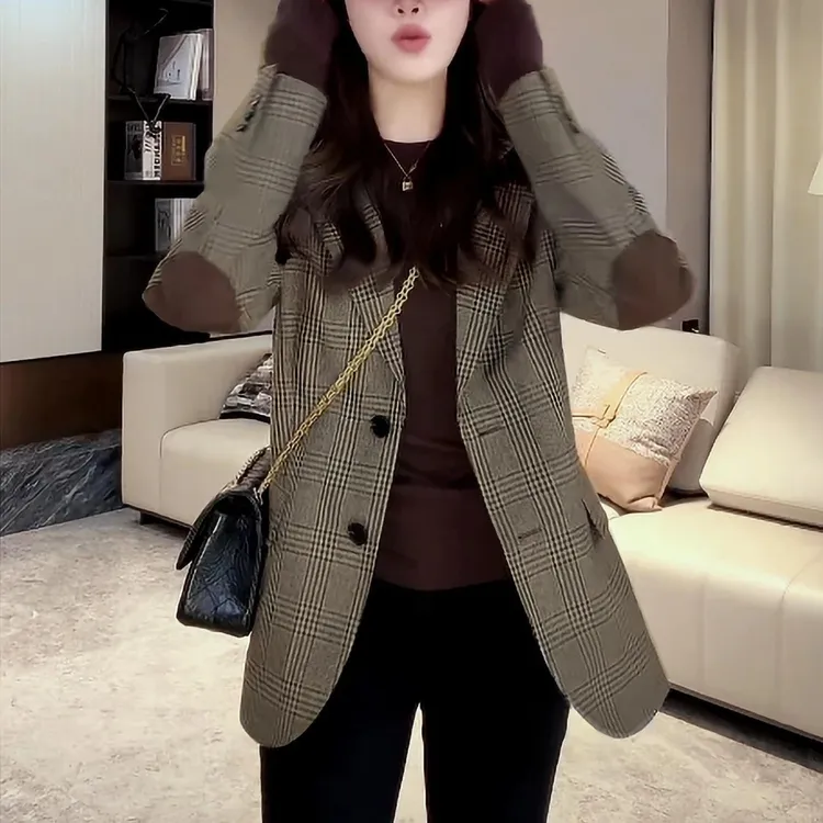 【娜总专属】定制面料轻奢复古格纹西装外套时尚气质高级感复古西装