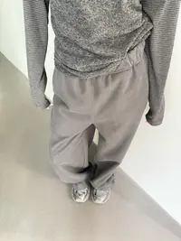 KIOKWANG//男女同款重工加厚绒阔腿松紧腰卫裤休闲百搭保暖