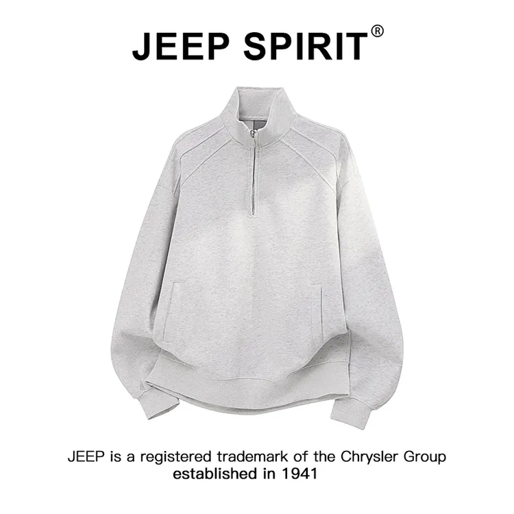 JEEPSPIRIT吉普cleanfit解构半拉链立领卫衣男款秋季休闲百搭上衣