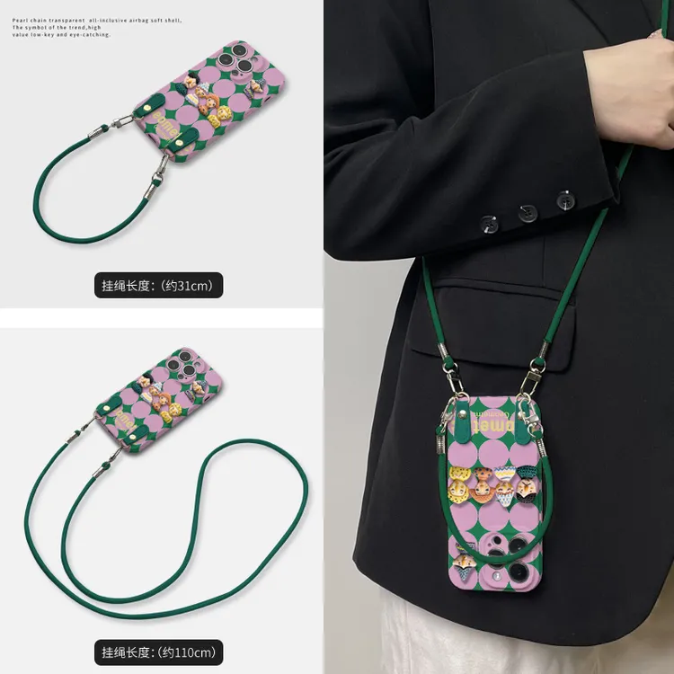 粉绿圆格子菲林软壳适用iPhone苹果16手机壳华为oppo小米vivo新款