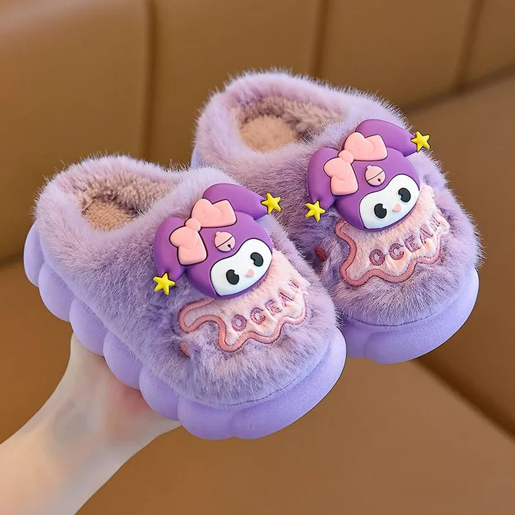 儿童棉拖鞋秋冬季新款女童公主风时尚韩版潮流毛绒保暖宝宝棉鞋zy