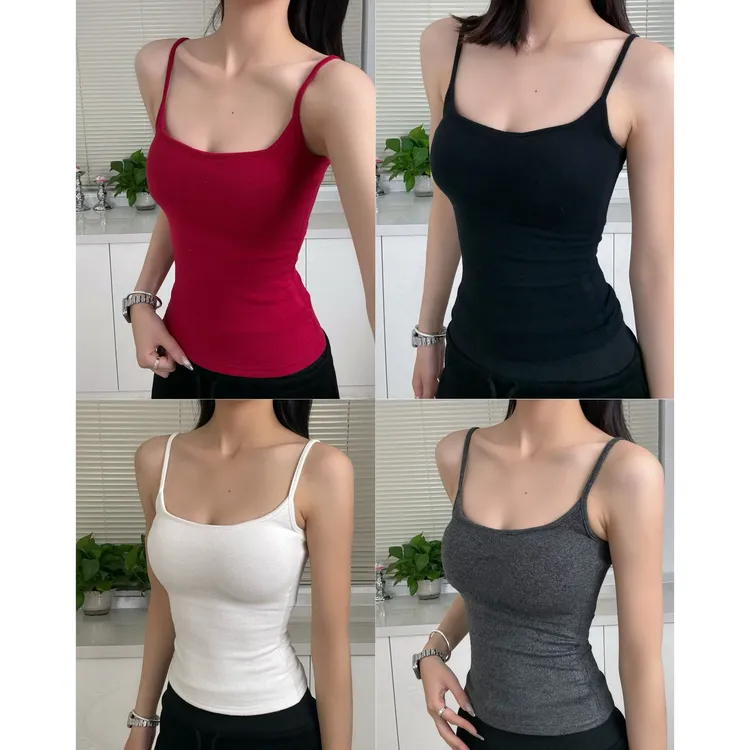 【沙漏腰秋冬内搭】加厚磨毛胸垫吊带背心女修身显瘦性感打底上衣