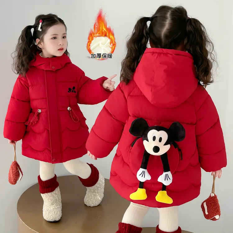 女童加绒加棉加厚卡通棉服冬季2025新款洋气女孩时髦保暖棉衣棉袄