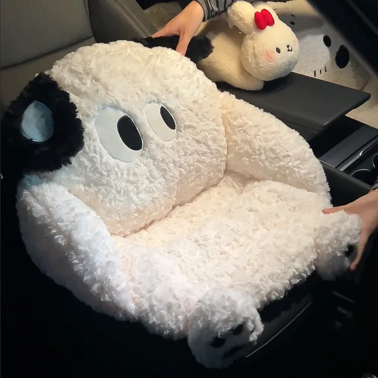 懒人小沙发汽车坐垫冬季毛绒加厚增高腰靠一体座椅加热女冬天车载