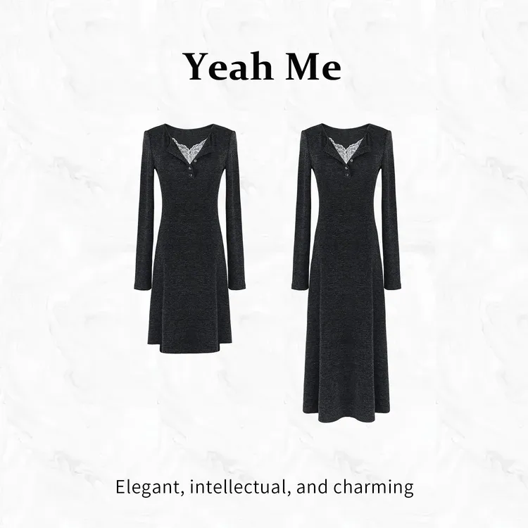 Yeah Me/也觅【时光交叠】秋季新款女装连衣裙通勤气质显瘦长裙子