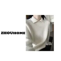 【周周服饰】韩货极简风设计感小翻领套头羊毛针织毛衣女冬-勿机洗