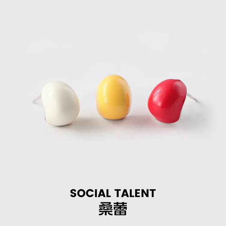 合金珐琅耳饰 【小馒头】桑蕾饰品小众高级简约耳钉ins黄色耳饰