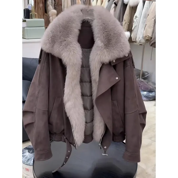 2025新款大毛领工装派克服棉服女冬季设计感夹克加厚保暖棉衣外套