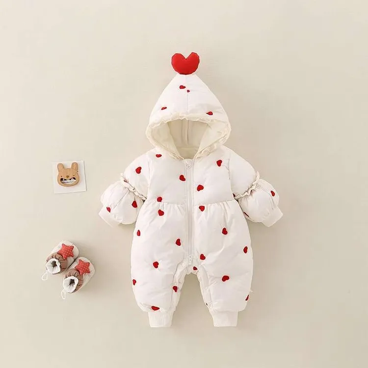 FAVMARTHA婴儿冬装连体衣衣服冬季宝宝加厚外出服满月保暖加绒外