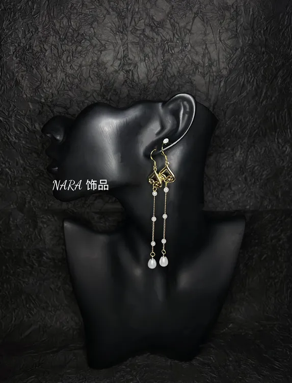 铜合金仿珍珠耳饰 蒙古气质时尚复古民族风吊坠长款耳环925银针