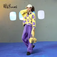 WildRooms车厘子圆领套头家居服套装宽松休闲秋冬半边绒