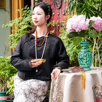 【云裳溪2025｜9月天津 新款】 国风黑色传统加棉上衣