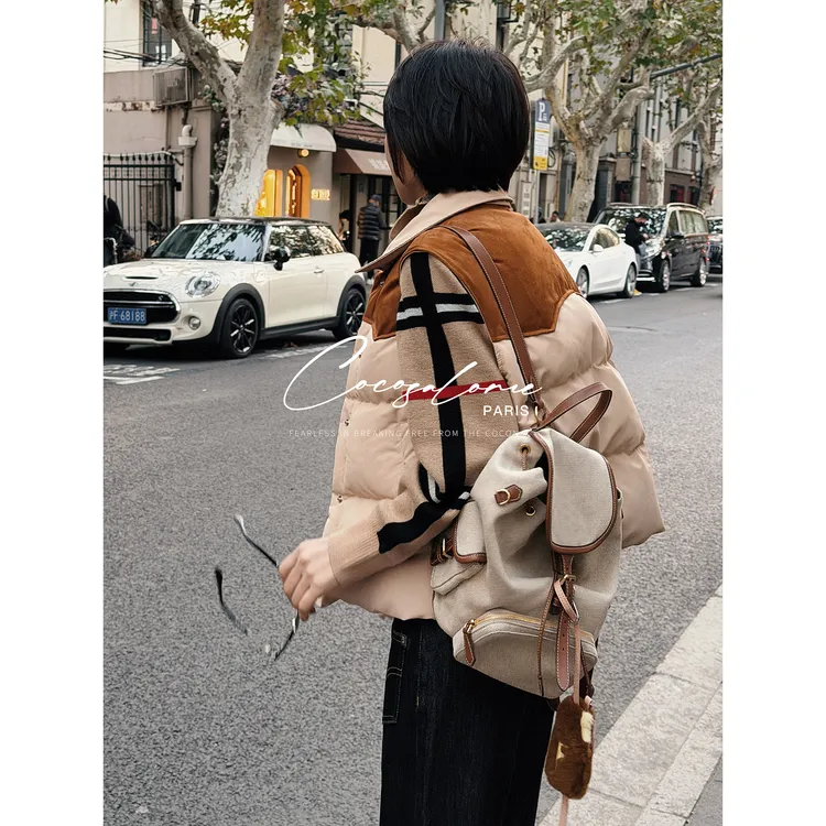 韩彬彬"谬系马甲"撞色设计轻盈保暖90%白鸭绒龟背羽绒马甲3381-8