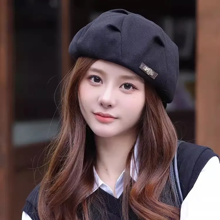 云朵帽2025女款女士秋冬新款显脸小时尚百搭贝雷帽女冬季八角帽子