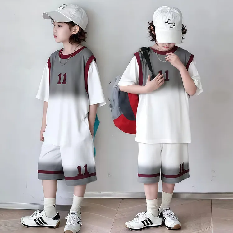 男童运动套装洋气2025新款夏款男孩短袖两件套中大儿童篮球服夏季